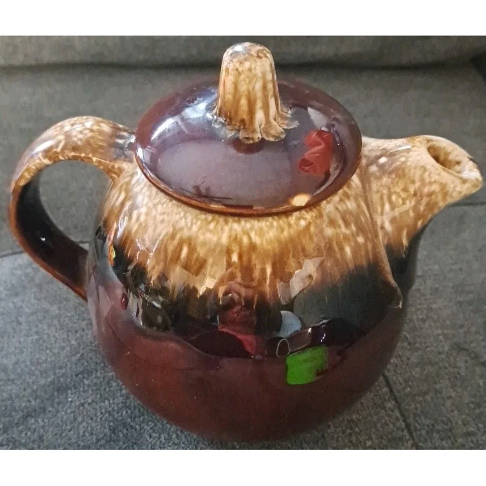 Vintage Hull USA Oven Proof Brown Drip Glaze Tea Pot‎ 6.5